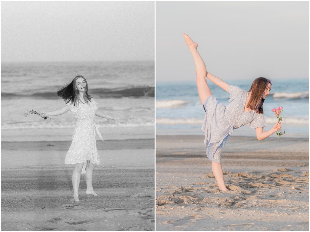 model team photoshoot on the beach dancing in ocean city new jersey